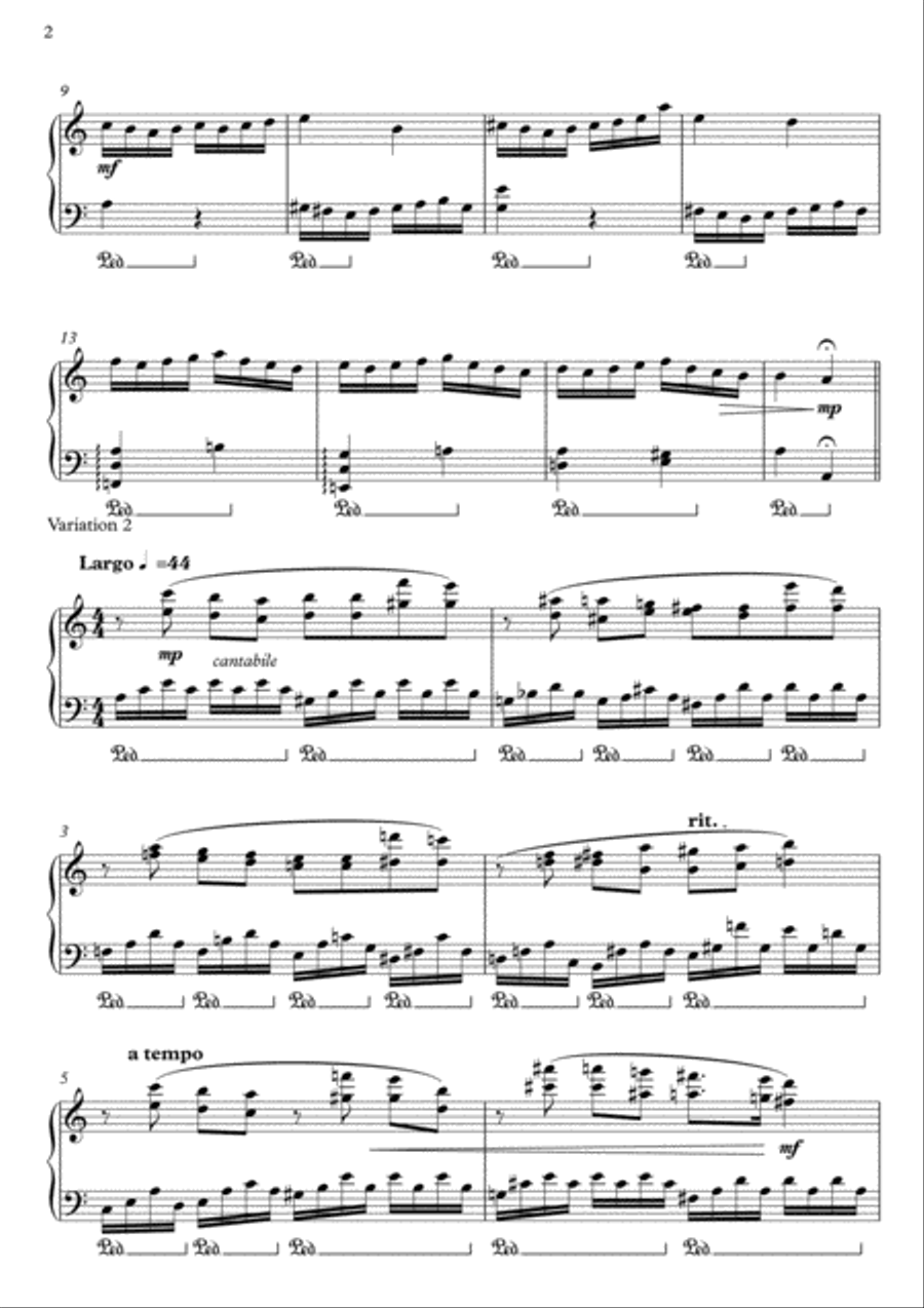 Theme and Variations Piano Solo scores gallery preview page 2