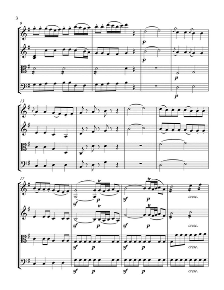 EINE KLEINE NACHTMUSIK - ALLEGRO(1st Mov.) - String Quartet, Intermediate Level image number null