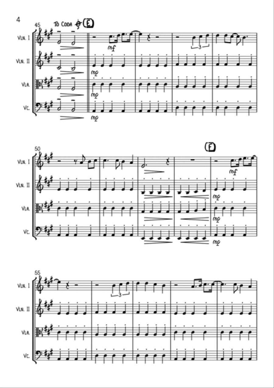 Sweet Caroline String Quartet scores gallery preview page 4