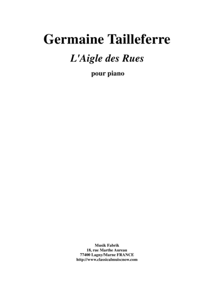 Germaine Tailleferre: L'Aigle des Rues, Suite of five pieces for piano