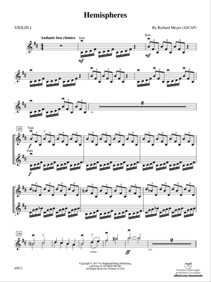 Hemispheres: 1st Violin String Orchestra scores gallery preview page 1