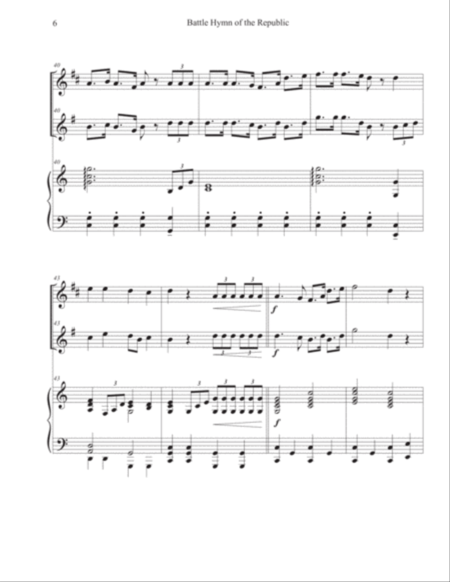 Battle Hymn of the Republic (Trumpet-French Horn-Piano) Brass Duet scores gallery preview page 6