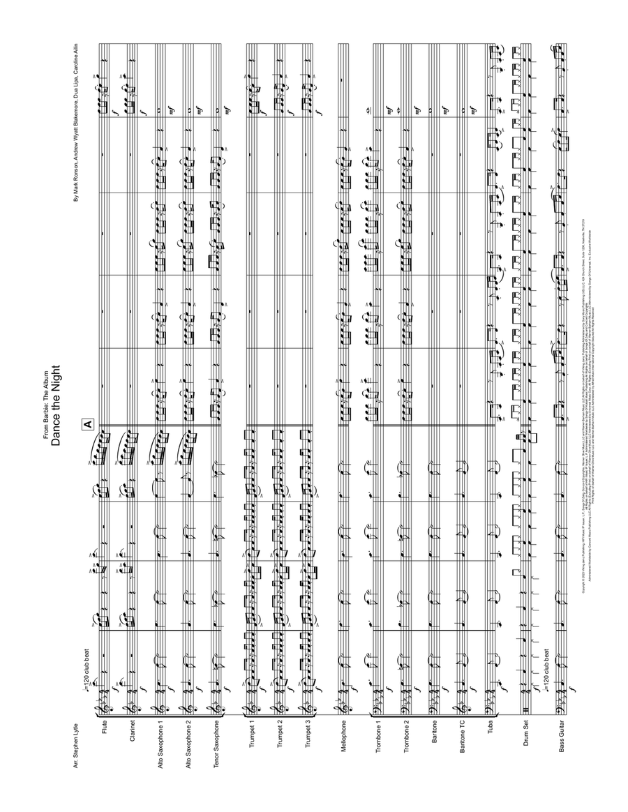 Dance The Night Marching Band scores gallery preview page 1