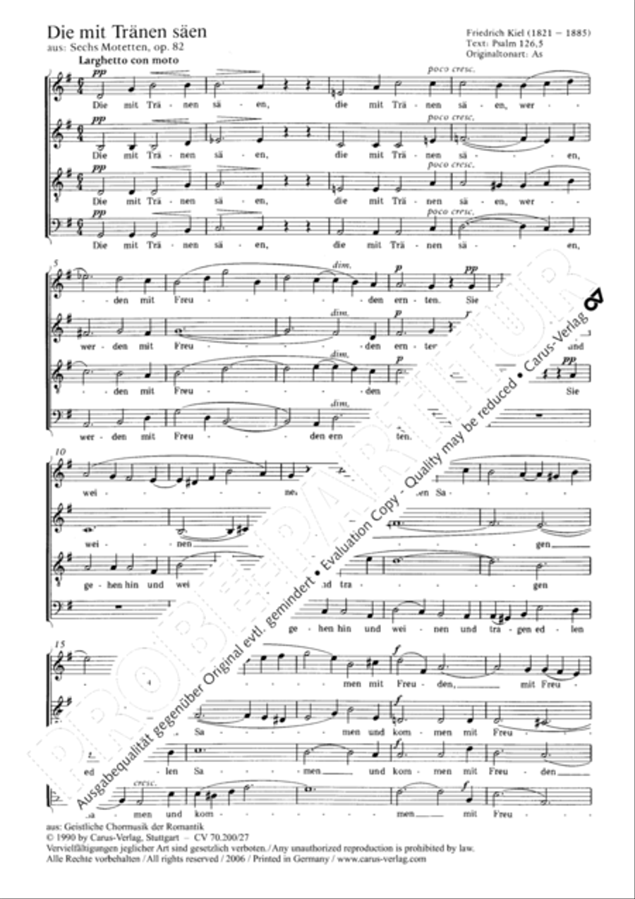 He who weeping soweth (Die mit Tranen saen) 4-Part scores gallery preview page 2