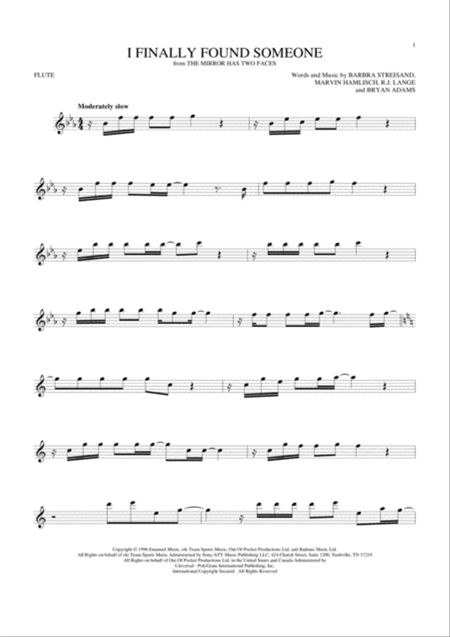 I Finally Found Someone Flute Solo scores gallery preview page 1