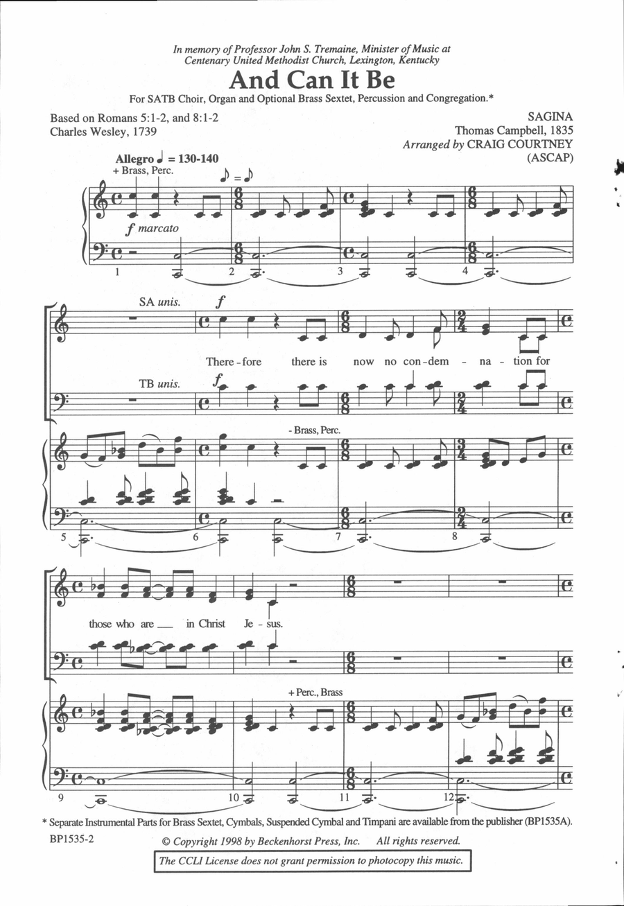 And Can It Be - Courtney 4-Part scores gallery preview page 2