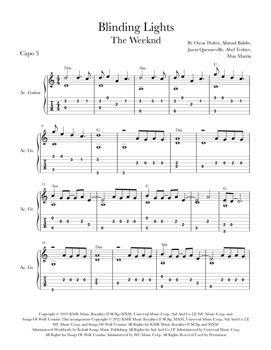 Blinding Lights Electric Guitar scores gallery preview page 1
