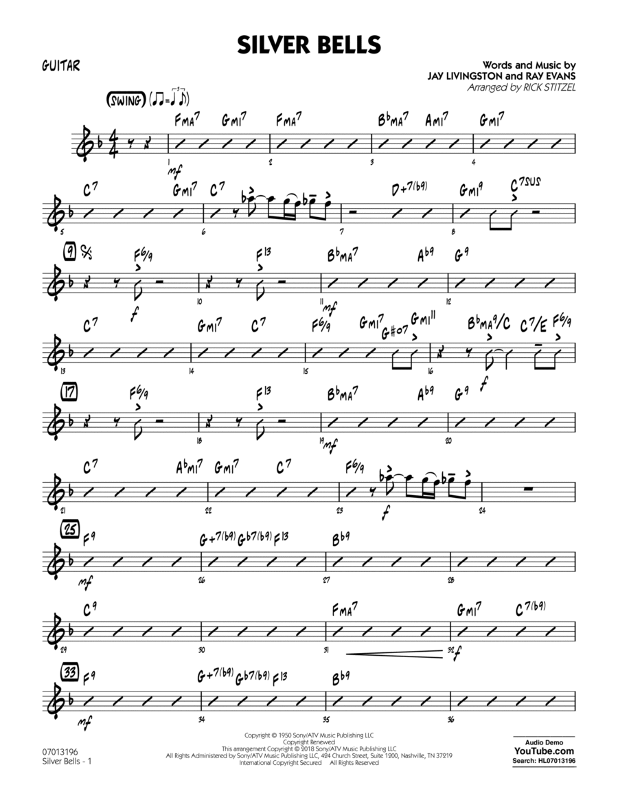 Silver Bells - Guitar Part scores gallery preview page 1