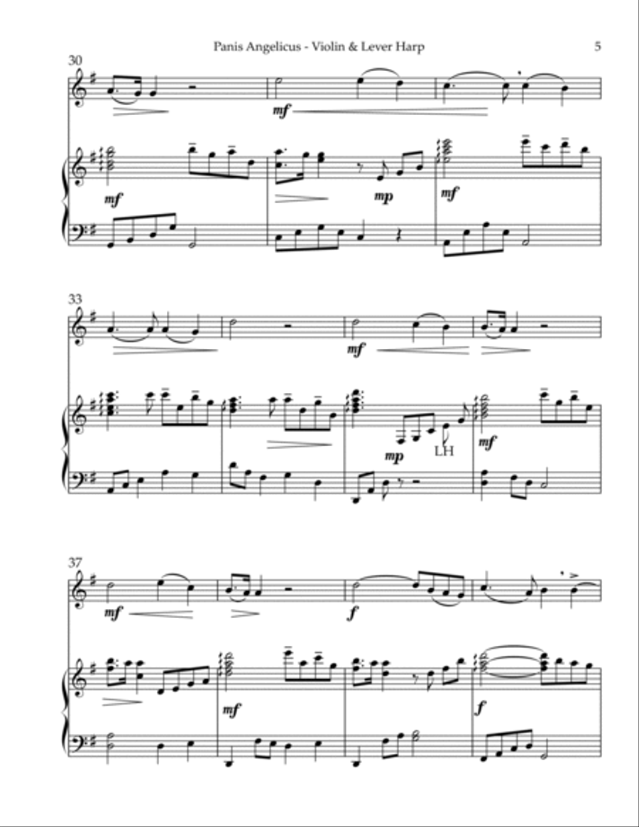 Panis Angelicus, Duet for Violin & Lever Harp String Duet scores gallery preview page 5