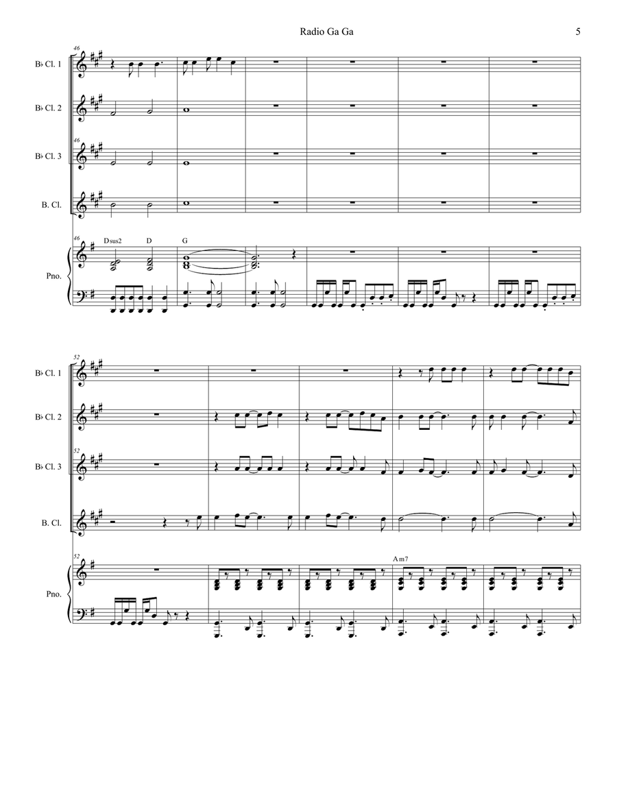 Radio Ga Ga Woodwind Ensemble scores gallery preview page 5