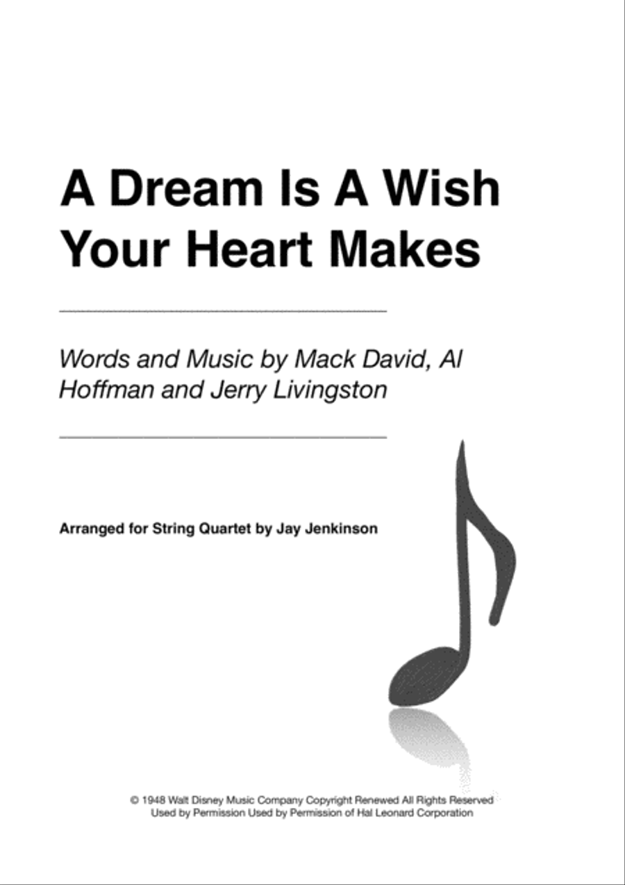 A Dream Is A Wish Your Heart Makes String Quartet scores gallery preview page 1