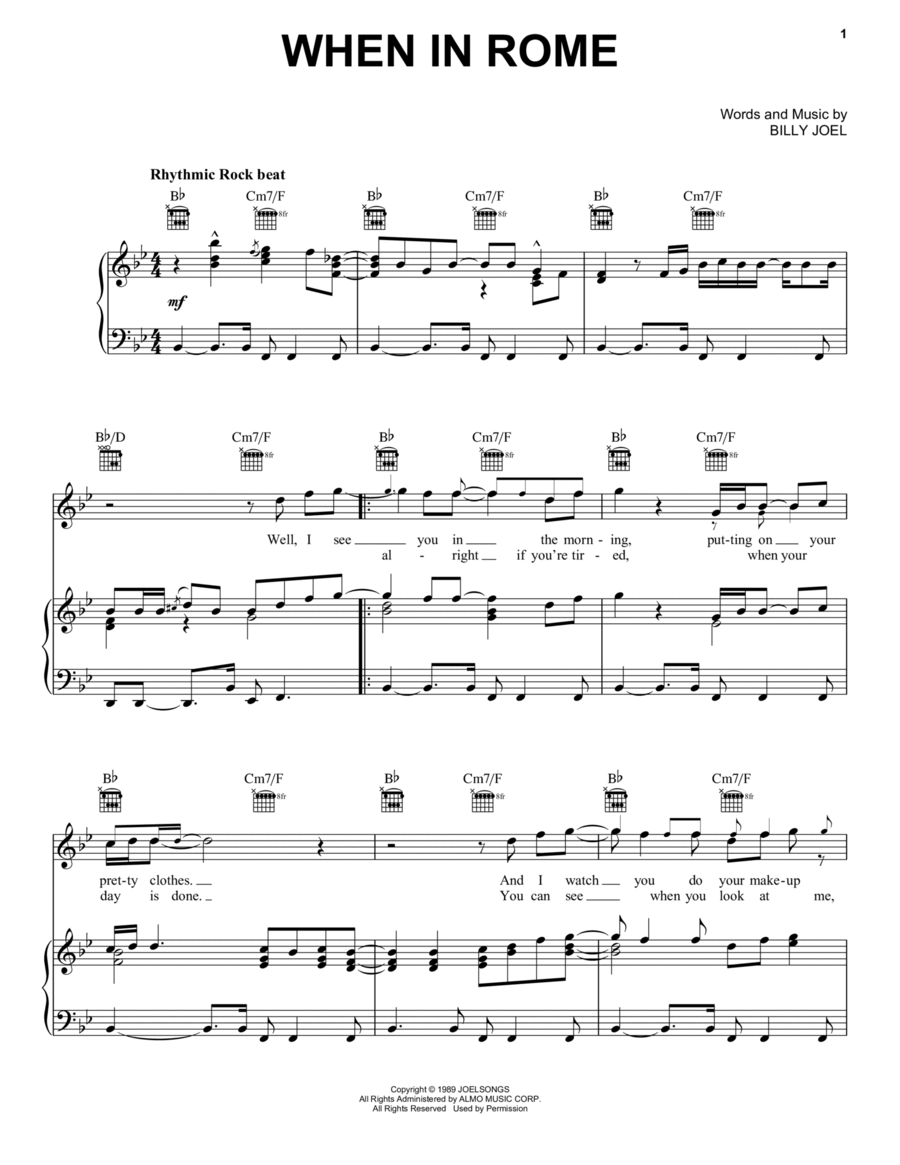 When In Rome When In Rome Piano, Vocal, Guitar scores gallery preview page 1