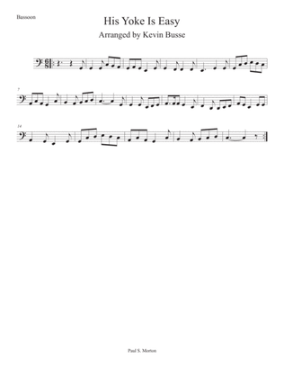 His Yoke Is Easy (Easy key of C) - Bassoon