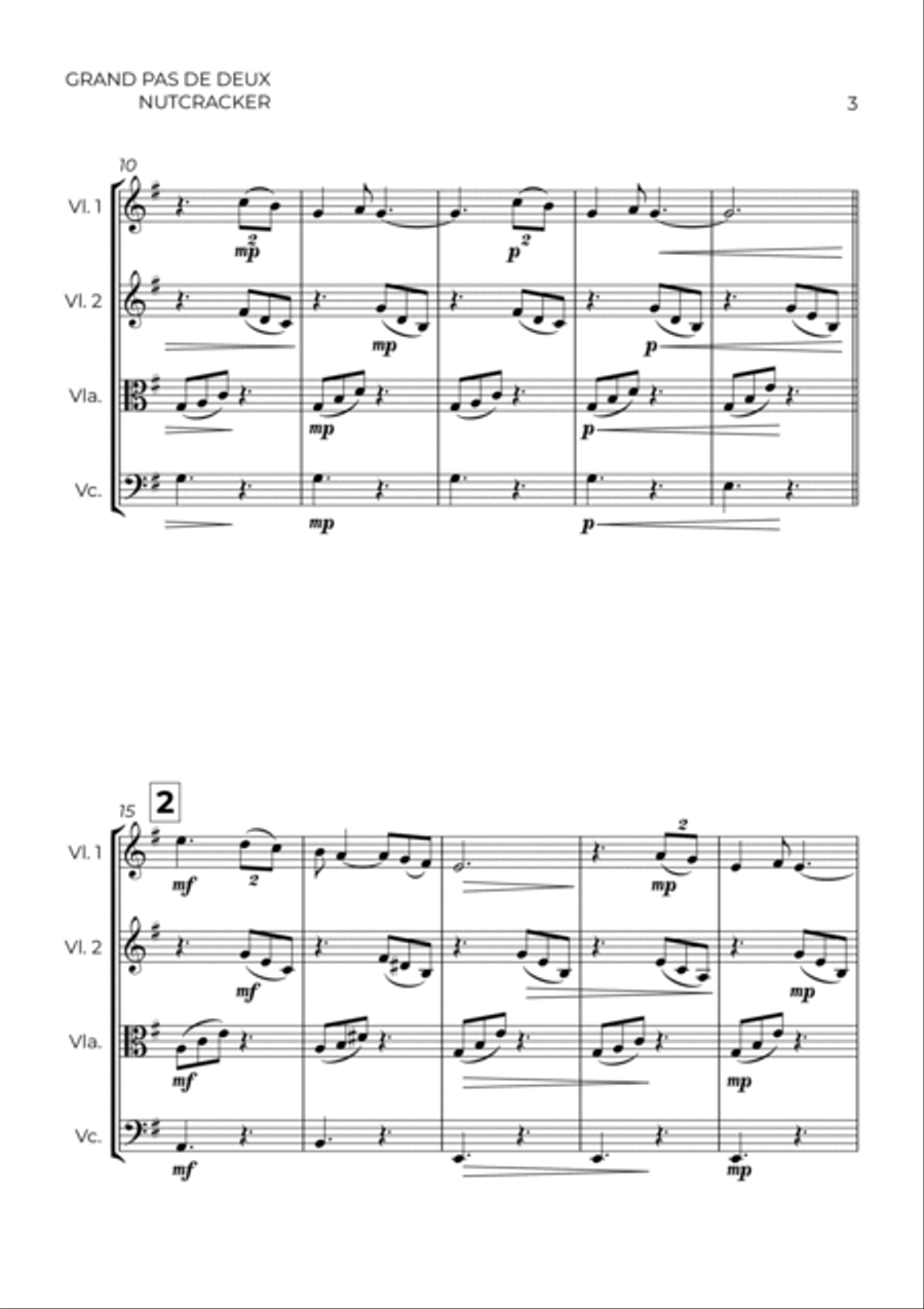 GRAND PAS DE DEUX - NUTCRACKER - STRING QUARTET String Quartet scores gallery preview page 3