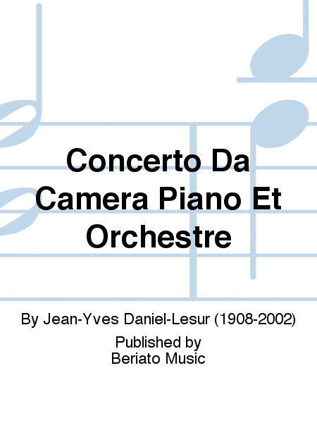 Concerto Da Camera Piano Et Orchestre