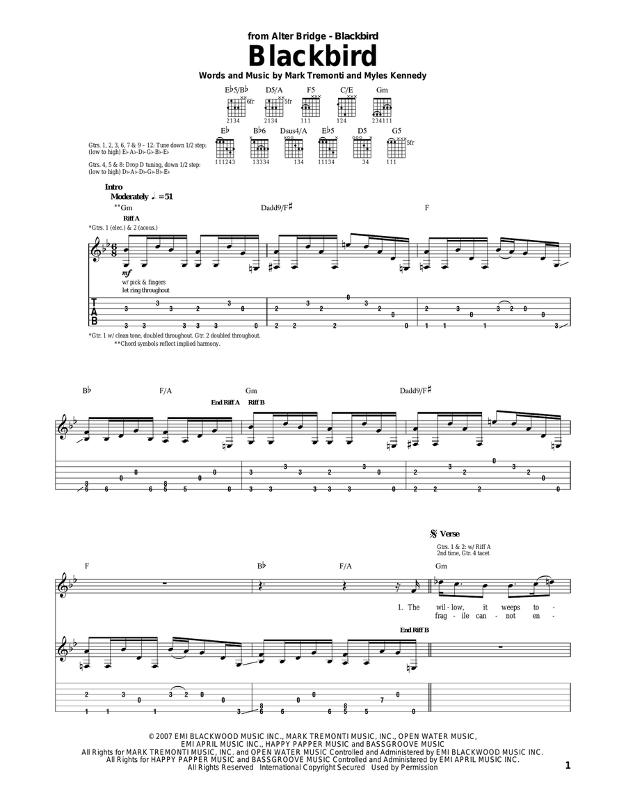 Blackbird Acoustic Guitar scores gallery preview page 1