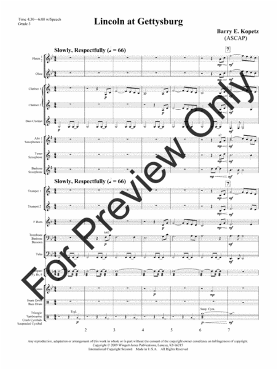 Lincoln At Gettysburg Concert Band scores gallery preview page 5