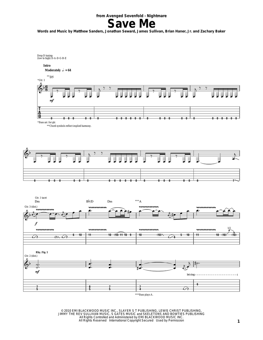 Save Me Acoustic Guitar scores gallery preview page 1