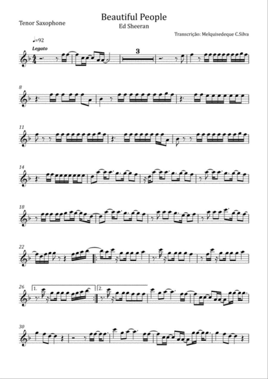 Beautiful People Tenor Saxophone scores gallery preview page 1