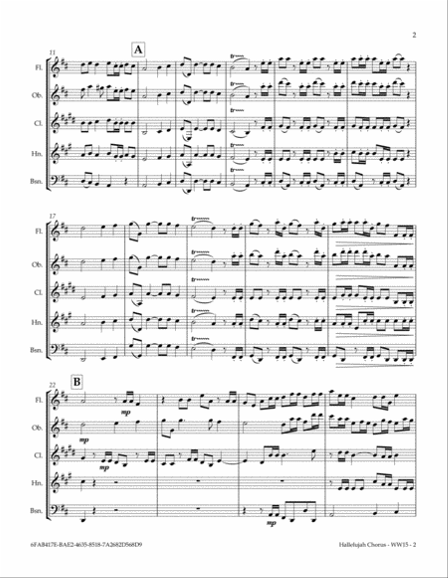 Hallelujah Chorus (from The Messiah) Woodwind Quintet scores gallery preview page 6