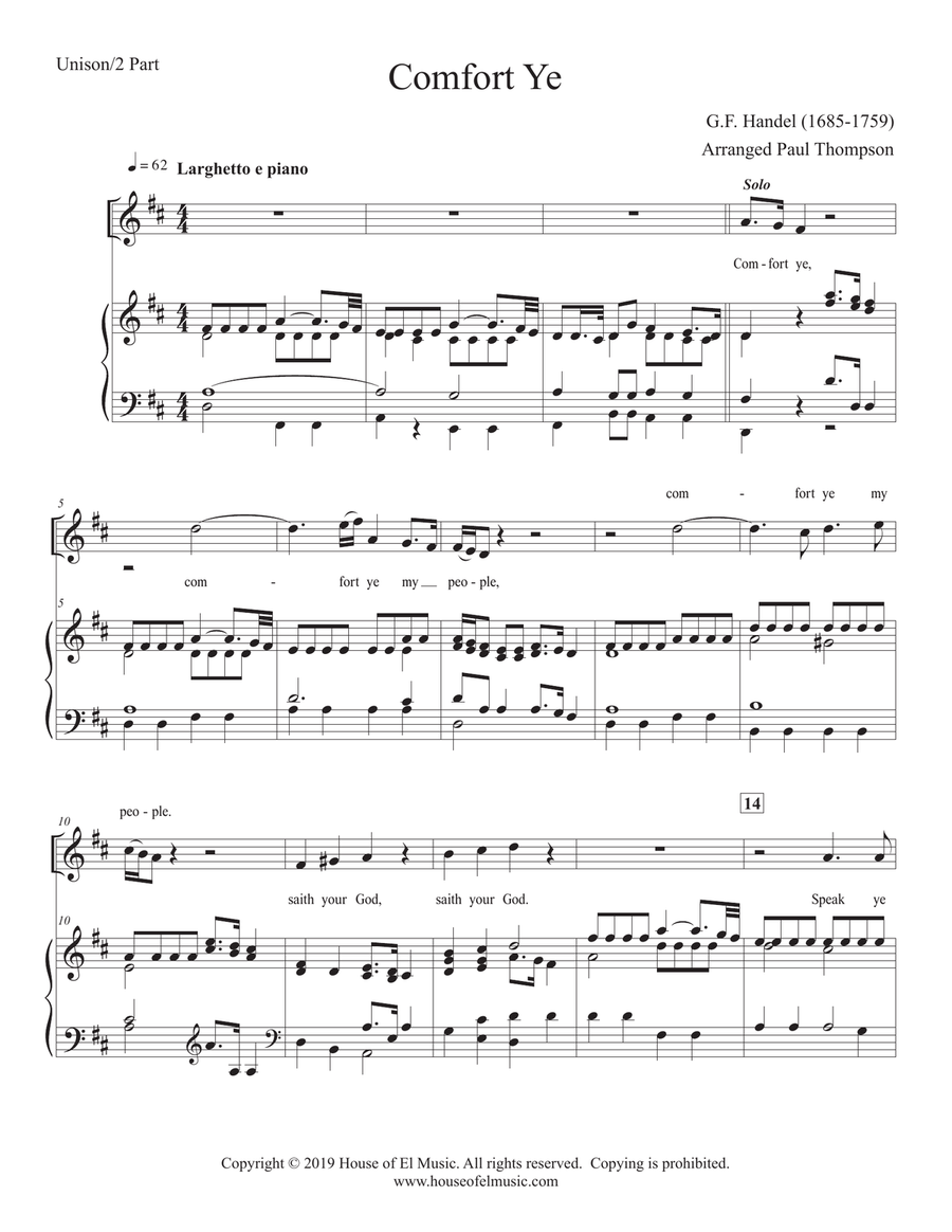 The Messiah for Young Voices - Unison/ 2 part Unison Choir scores gallery preview page 1