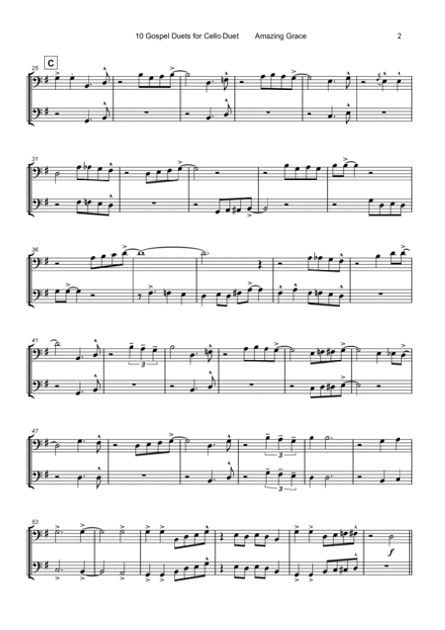 10 Gospel Duets for Cello String Duet scores gallery preview page 4