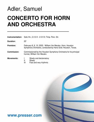 Book cover for Concerto for Horn and Orchestra