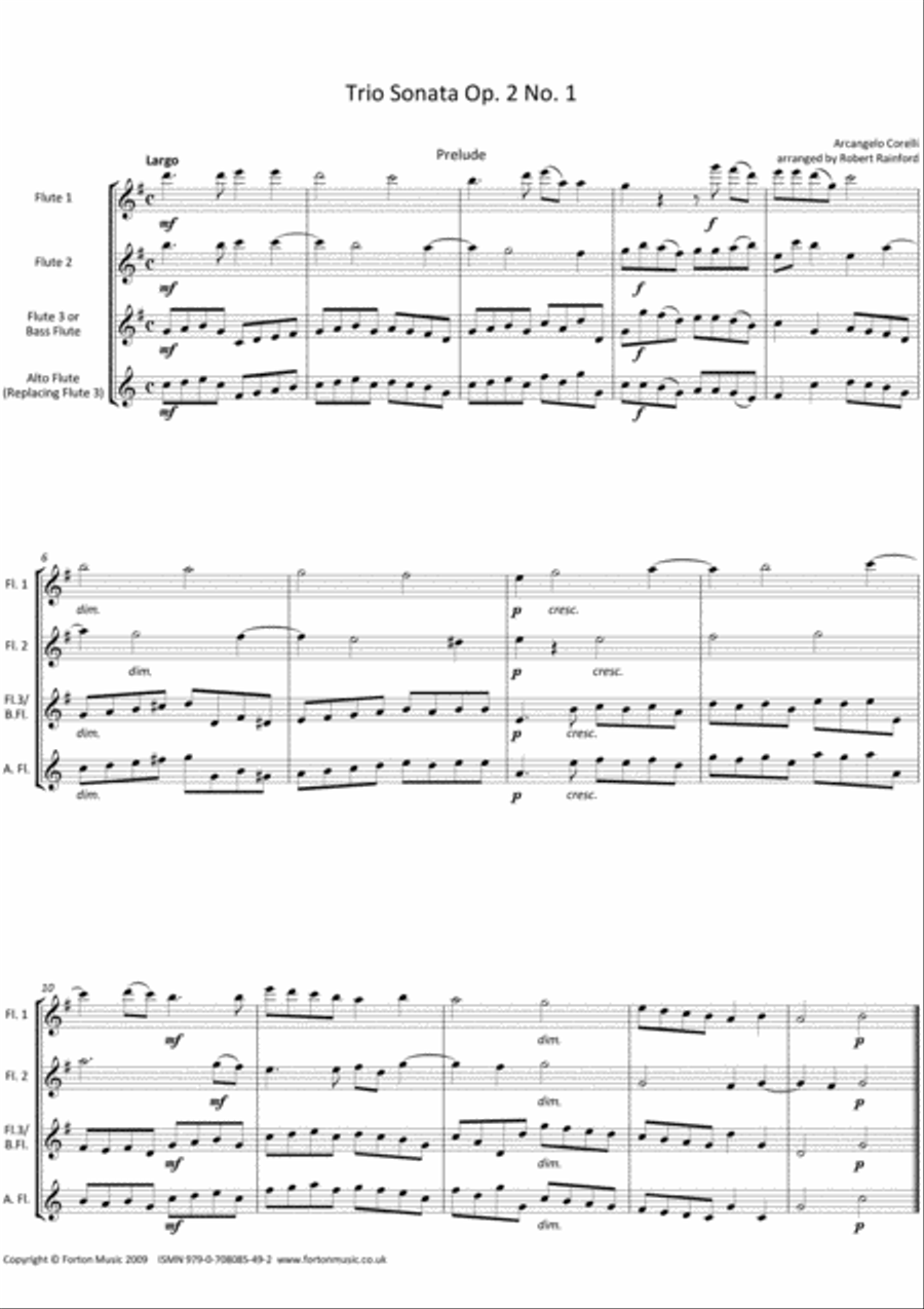 Trio Sonatas Op 2 nos 1-4 Flute scores gallery preview page 2