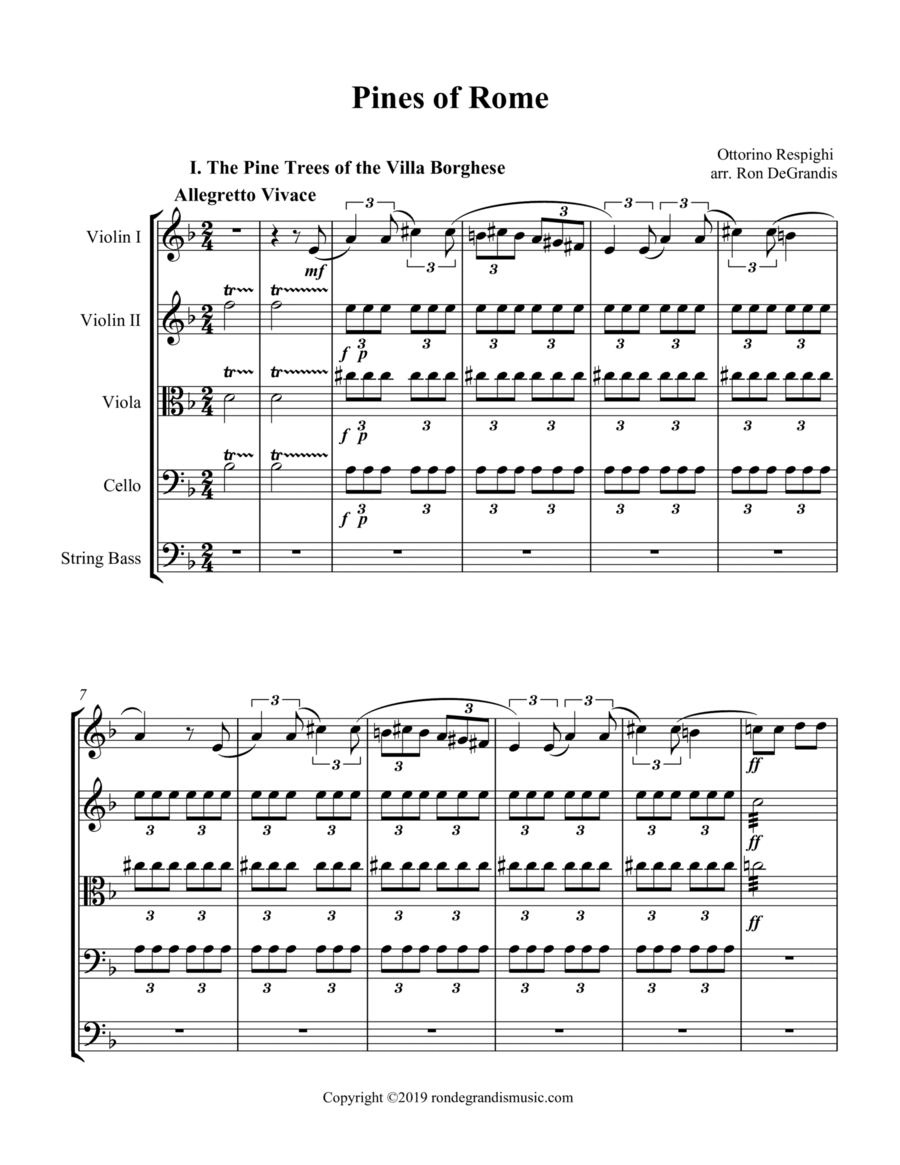 Pines of Rome Full Orchestra scores gallery preview page 1