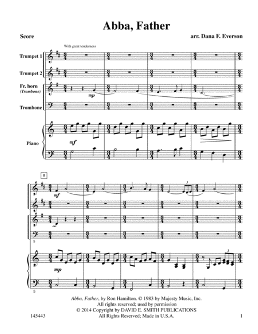 Abba, Father Abba, Father Brass Quartet scores gallery preview page 1