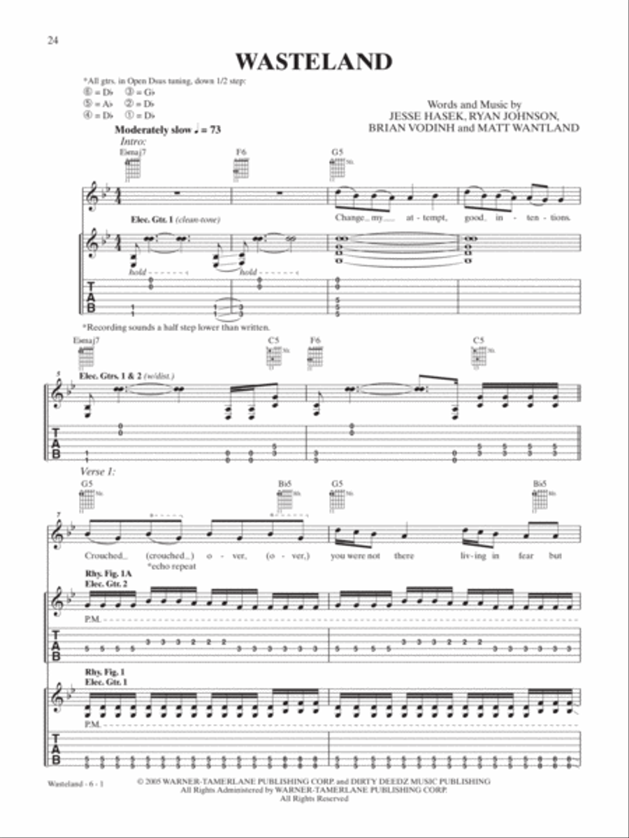 Wasteland Wasteland Guitar Tablature scores gallery preview page 1