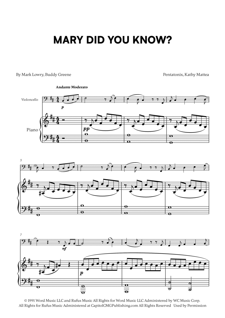 Mary, Did You Know? Piano scores gallery preview page 1