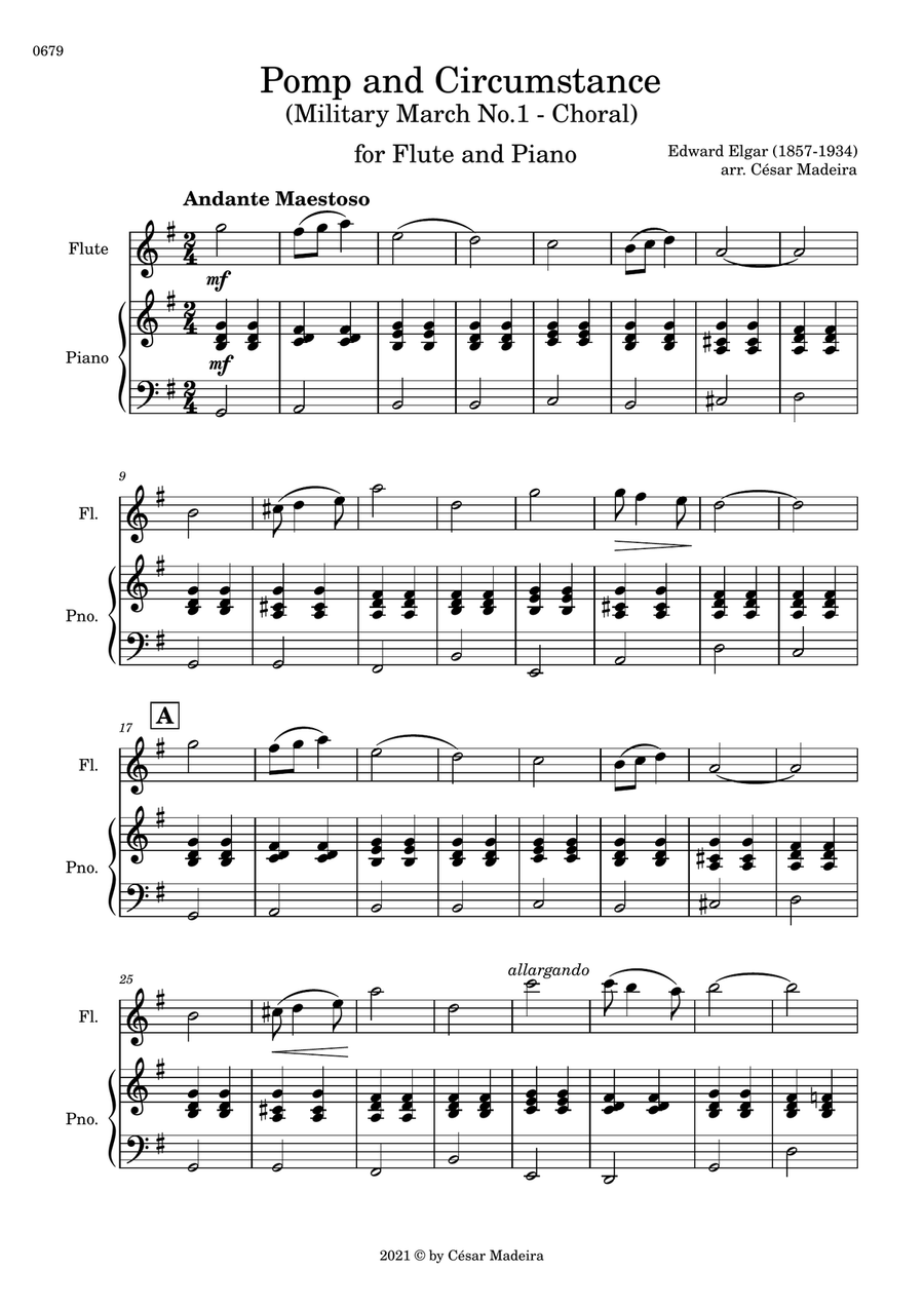 Pomp and Circumstance No.1 - Flute and Piano (Full Score) Flute scores gallery preview page 2