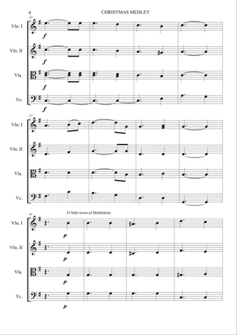 Christmas Medley String Quartet scores gallery preview page 6