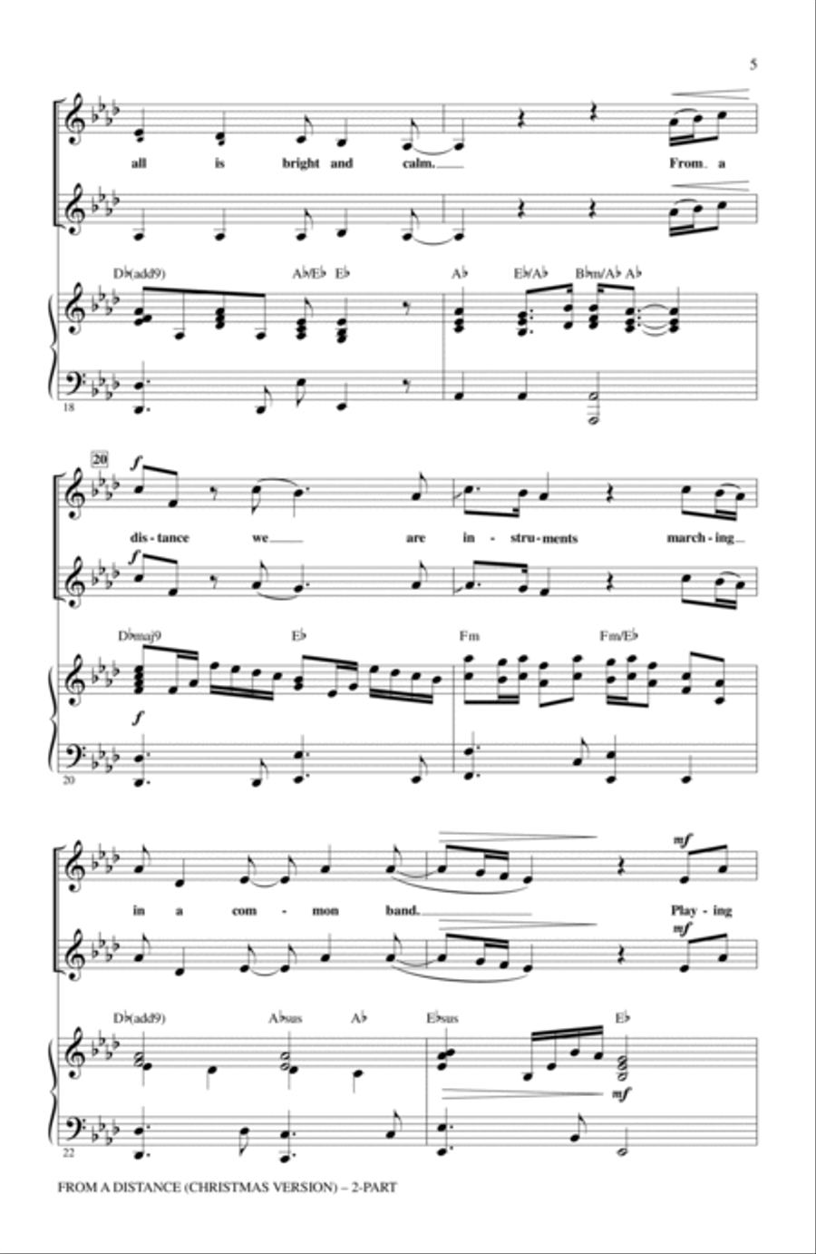 From A Distance (Christmas Version) (arr. Mark Brymer) 2-Part scores gallery preview page 4