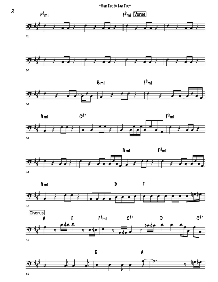 High Tide Or Low Tide Bass Guitar Tablature scores gallery preview page 2