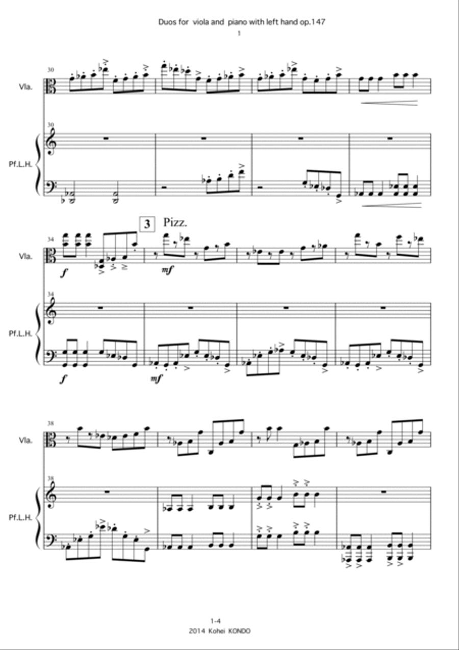 Duos for viola and piano with left hand Op.147 For Viola and Piano with left hand image number null