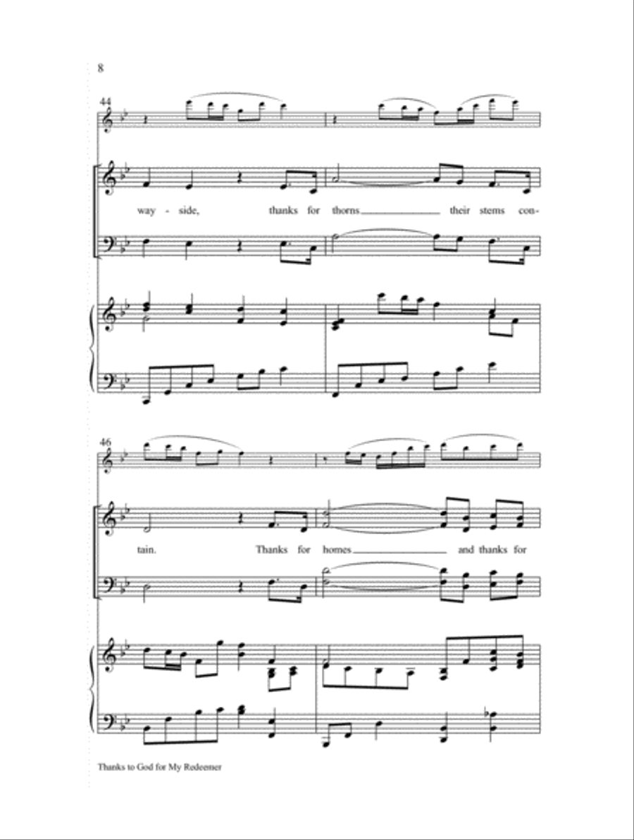 Thanks to God for My Redeemer 4-Part scores gallery preview page 8