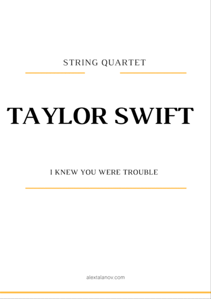 I Knew You Were Trouble String Quartet scores gallery preview page 1
