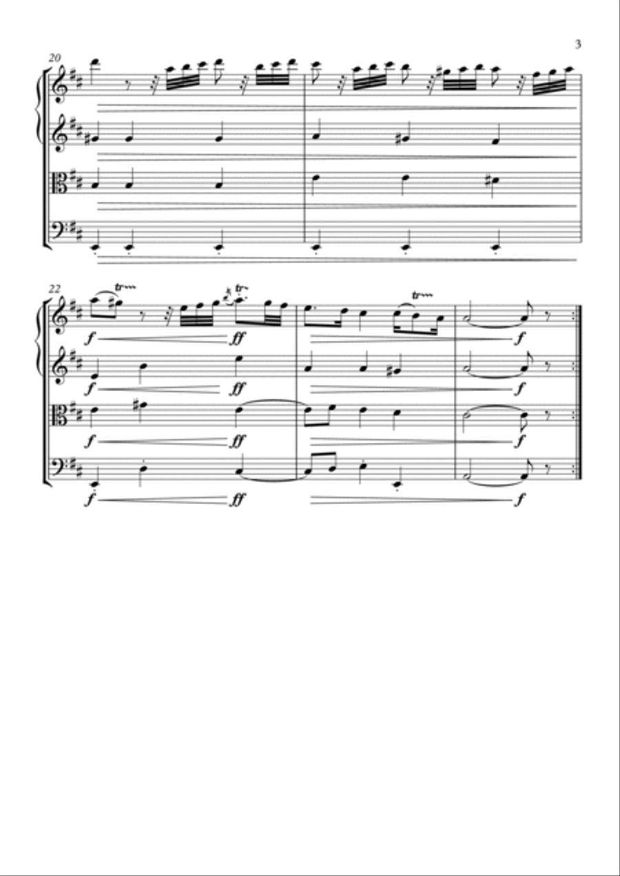 Concerto grosso in D major op. 6 no. 5 String Quartet scores gallery preview page 3
