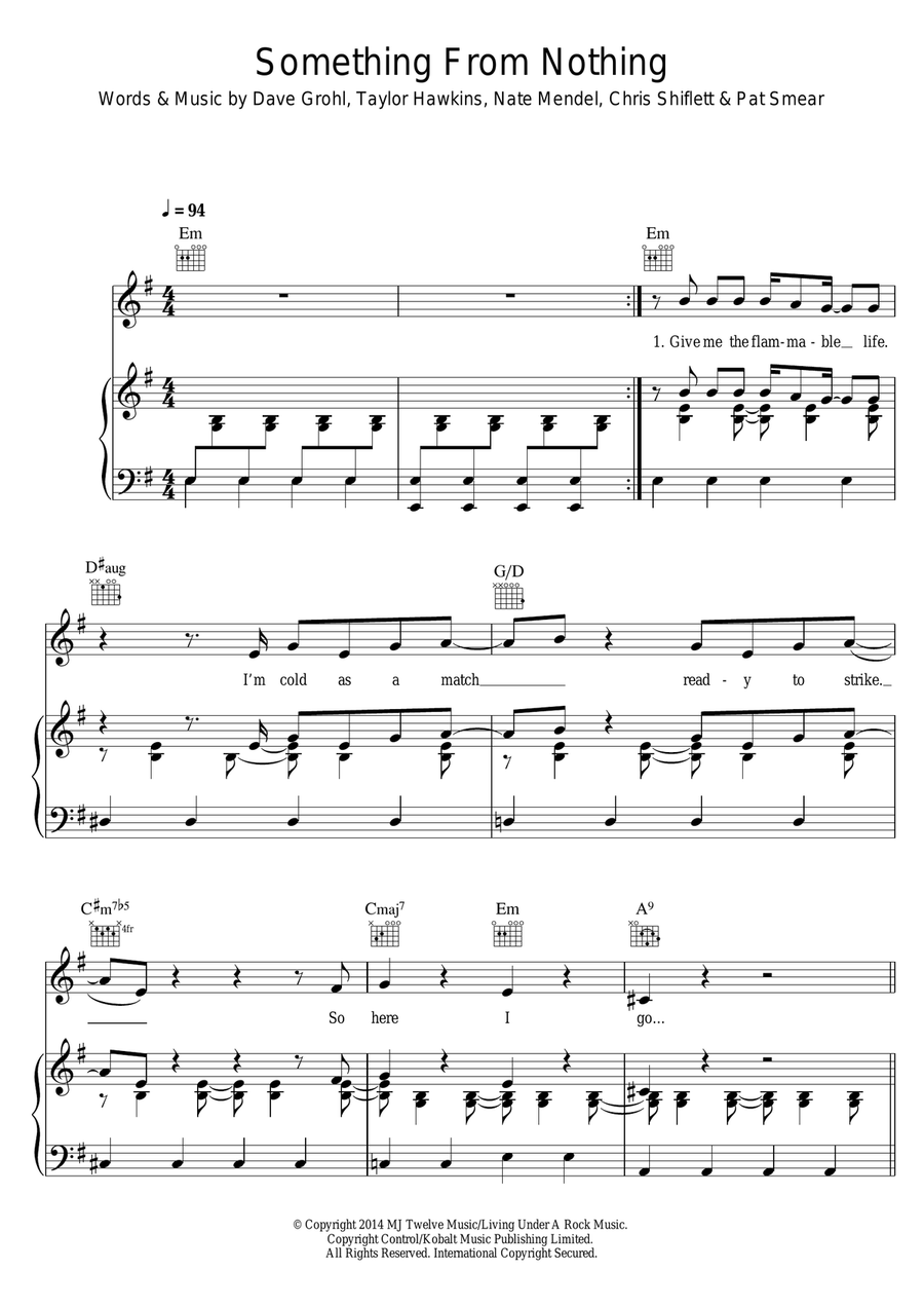 Something From Nothing Piano, Vocal scores gallery preview page 1