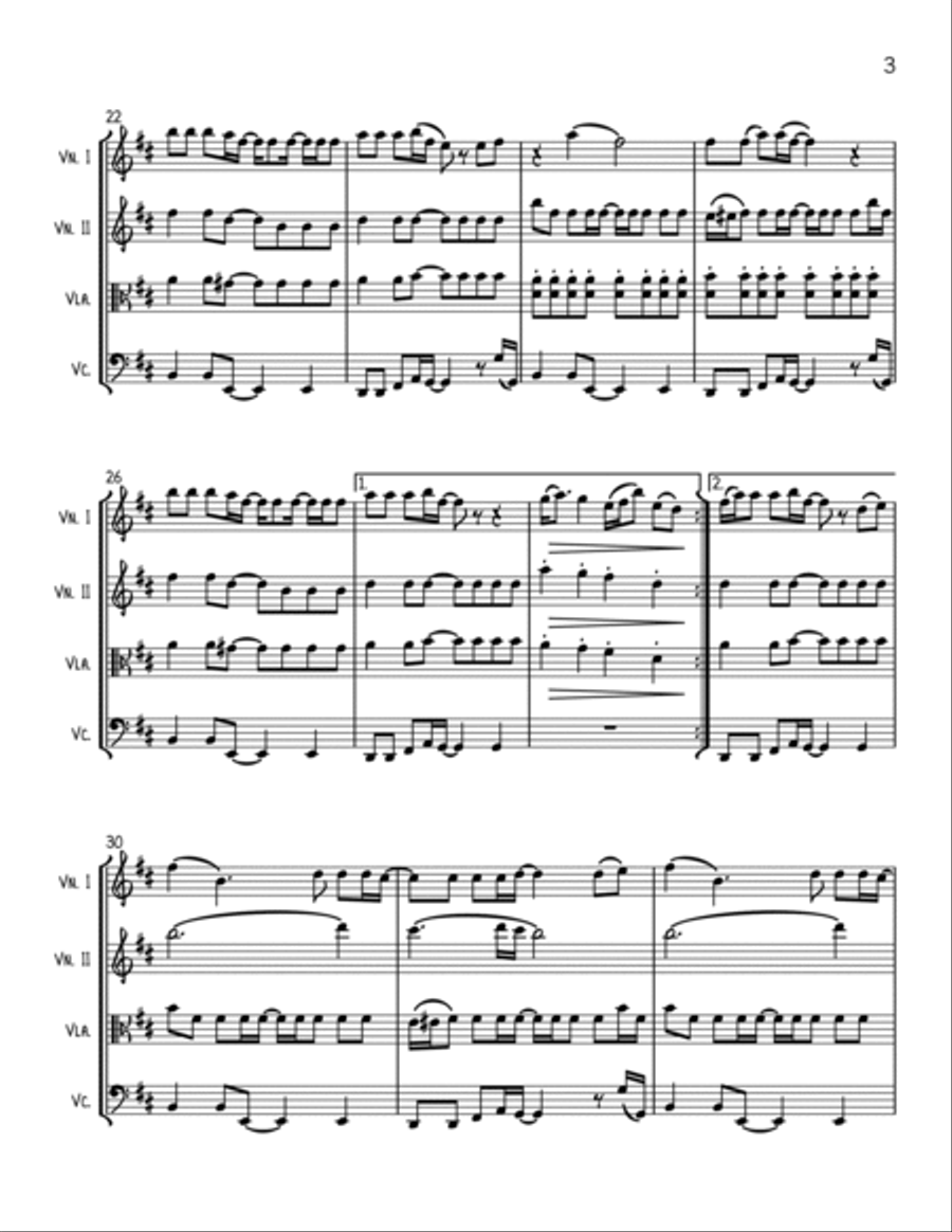 Dance The Night String Quartet scores gallery preview page 3