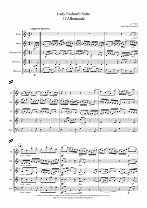 Parry: Lady Radnor's Suite II. Allemande - wind quintet