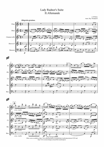 Parry: Lady Radnor's Suite II. Allemande - wind quintet image number null