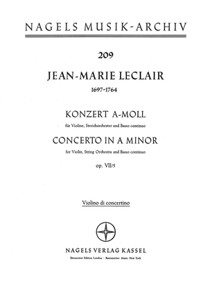 Book cover for Konzert fur Violine, Streicher und Basso continuo a minor, Op. 7/5