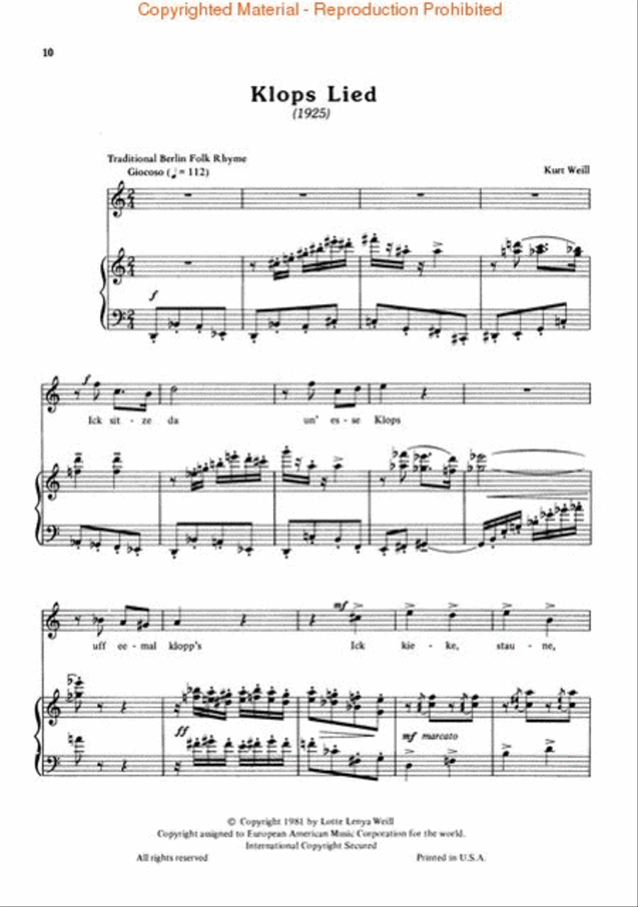 The Unknown Kurt Weill Piano, Vocal scores gallery preview page 4