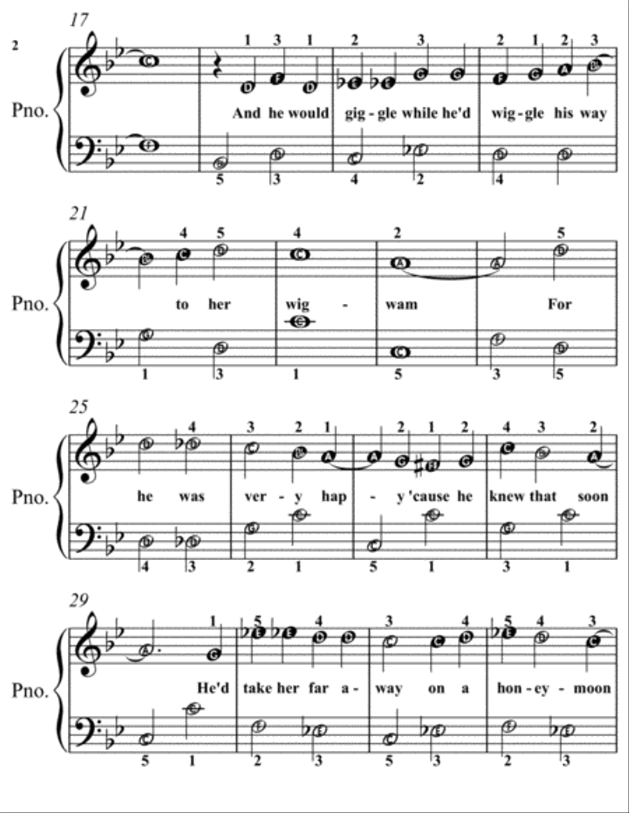 Big Chief Wally Ho Woo Easiest Piano Sheet Music for Beginner Pianists Easy Piano scores gallery preview page 3