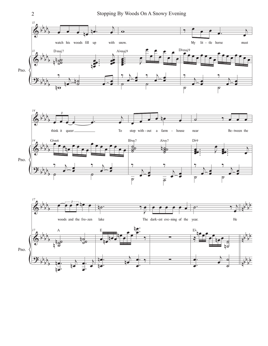 Stopping By Woods On A Snowy Evening (Vocal Solo) Piano, Vocal scores gallery preview page 2