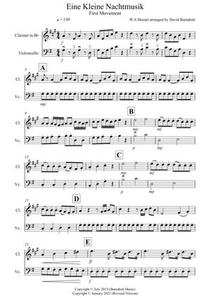 Eine Kleine Nachtmusik (1st movement) for Clarinet and Cello Duet