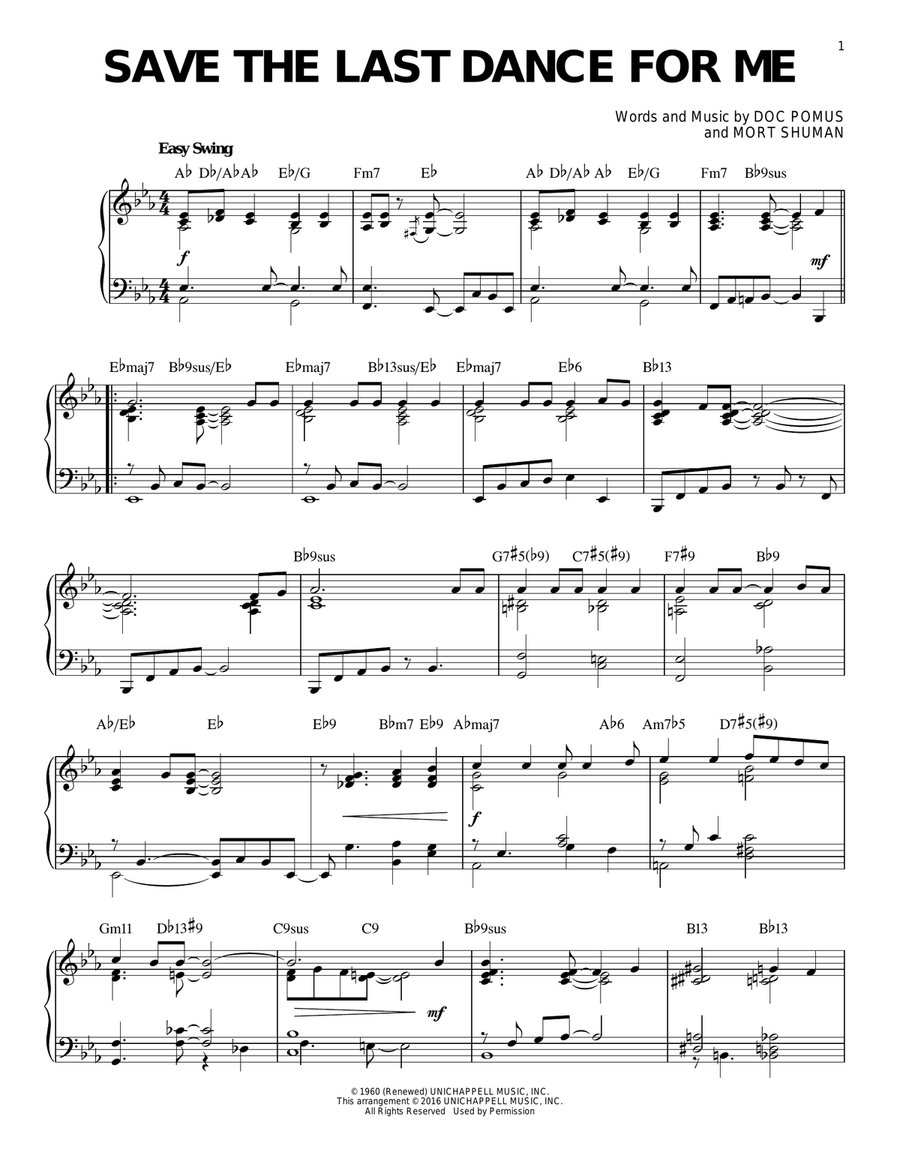 Save The Last Dance For Me [Jazz version] (arr. Brent Edstrom)